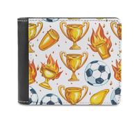Scooer Football on Fire Bifold Wallet PU Leather Slim Purse Pocket Wallet with Card Holder for Office Travel