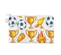 Scooer Football on Fire Coin Purse Fashion Canvas Pouch Portable Wallet Makeup Bag for Men Women