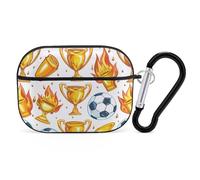 Scooer Football on Fire Headphone Case Compatible with AirPods Pro PC Shell Carrying Case with Keychain Black-style