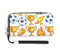 Scooer Football on Fire Leather Wallet Fashion Purse Long Pouch with Wrist Strap for Men Women