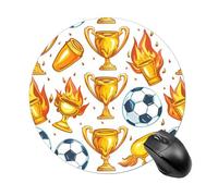 Scooer Football on Fire Mouse Pad Round Mouse Mat Non-Slip Mousepad for Home Office