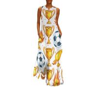 Scooer Football on Fire Womens Sleeveless Maxi Dress Casual Long Party Dress XL