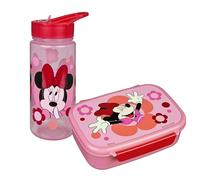 Scooli - Minnie Mouse set for children: snack box + bottle, perfect for school/nursery, from 4 years old, lightweight and safe plastic