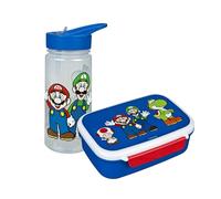 Scooli - Super Mario Children's Crockery Gift Set - Set Consisting of Lunch Box and Water Bottle - Ideal for School or Nursery - from 4 Years - Made of Plastic - BPA Free