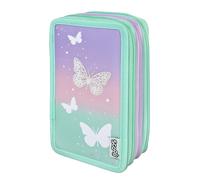 Scooli - Tripledecker Butterfly Wishes Pencil Case - Large Pencil Case with High-Quality Pens - Practical and Functional - for School and Travel - High Quality - from 6 Years