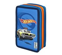 Scooli Tripledecker Pencil Case - Filled with Eberhard Faber Pens - Stylish Kids' Car Motif - 3 Compartments - Blue