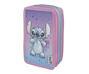 Scooli - Tripledecker Stitch - etui met drie vakken voor school, gevuld met penn