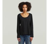 Scoop Neck Long Sleeve T-Shirt - Black - Women S