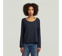 Scoop Neck Long Sleeve T-Shirt - Dark blue - Women L