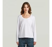 Scoop Neck Long Sleeve T-Shirt - White - Women L