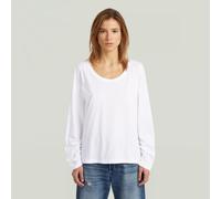 Scoop Neck Long Sleeve T-Shirt - White - Women XS