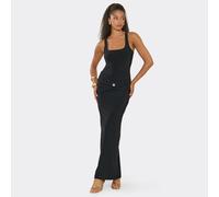 Scoop Neck Trim Detail Maxi Dress In Black, Women's Size UK 10