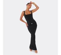 Scoop Neck Trim Detail Maxi Dress In Black, Women's Size UK 8