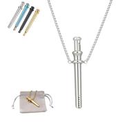 Scoop Necklace, Portable Stainless Steel Mini Scoop Pendant, Detachable Stretch Straw for Men and Woman (Sliver)