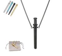 Scoop Necklace, Portable Stainless Steel Mini Scoop Pendant, Detachable Stretch Straw for Men and Woman (Black)