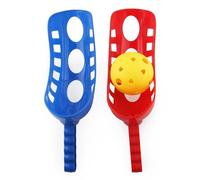 Scoop Toss Ball Game Set, Blue Red Interactive Catch Toy for Kids Family Backyard Beach Pool Play (Blue Red)
