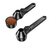 Scoop with Funnel, Coffee Scoop and Funnel for Ground Coffee, Coffee Bean Scoop and Measuring Spoon, Tablespoon Measuring Scoop for Kitchen Use, Set of Two Black Scoops 19.5 by 4.9 cm