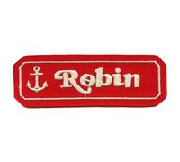 Scoops Ahoy Robin Name Tag Patch Ice Cream Parlor Iron On Embroidered