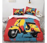 Scooter 3D Duvet Cover Set Bedding Set Soft Microfiber Quilt Cover Comforter Cover Pillowcases with Zipper Closure for Kids Teenagers Adult Double（200x200cm）