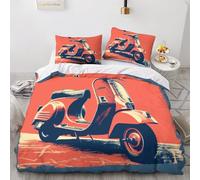 Scooter 3D Print Duvet Cover Set Quilt Cover Comforter Cover Bedding Set Soft Microfiber with Pillowcases with Zipper Closure for Kids Teens Adults 3 Pcs Double（200x200cm）