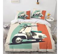 Scooter 3D Print Duvet Cover Set Quilt Cover Comforter Cover Bedding Set Soft Microfiber with Pillowcases with Zipper Closure for Kids Teens Adults 3 Pcs Double(200x200cm)