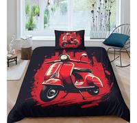 Scooter 3D Print Duvet Cover Set Quilt Cover Comforter Cover Bedding Set Soft Microfiber with Pillowcases with Zipper Closure for Kids Teens Adults 2 Pcs Single（135x200cm）