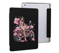 Scooter Bike Motorbike Gir Tablet Case with Pencil Holder Protective Cover Design Compatible for IPAD 2020 （10.2in）