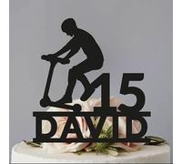 Scooter Birthday Push Scooter Teenager Name Personalized Electric Age Cake Topper, 6-7.8 Inch Acrylic or Wood Material