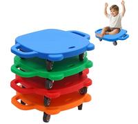 Scooter Board for Kids - No Assembly Needed, 4 Pack with Handles, 360° Swivel Wheels, Plastic Ride-on Toys for Gym Class, Indoor & Outdoor Activities, Ages 3-8
