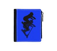 (Scooter Boy - Stunt Scooter Rider #5_1049) Men's Women PU Leather Wallets Compact Bifold with Zipper & Multiple Card Coins Slots Black Stylish Durable Graphic Design Print for Girl Boys