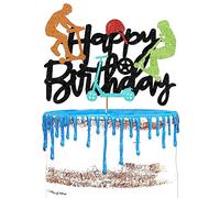 Scooter Cake Topper Scooter Birthday Cake Decorations for Girls Boys Glitter Scooter Theme Happy Birthday Party Supplies