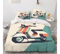 Scooter Duvet Cover Set 3D Kids Bedding Set 3 Pieces Soft Microfiber Comforter Cover Quilt Cover with Zipper Closure Pillowcases Kids Teens Adults Boys Girls Double（200x200cm）