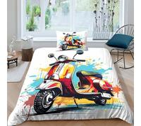 Scooter Duvet Cover Set with Pillow Cases 3D Printed Bedding Set Comforter Cover 2 Pieces Soft Microfiber Quilt Cover with Zipper Closure for Teens And Adults Single（135x200cm）