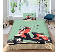 Scooter Duvet Cover with Pillowcase Bedding Set Quilt Cover Microfiber 3D Print Comforter Cover with Zipper 2 Pcs Girls Boys Kids Youth Teens Adults Single（135x200cm）
