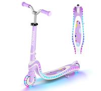 Scooter for Kids Ages 3-12 TONBUX Folding 2 Wheel Kids Scooter with Light Up Wheels & Stem & Deck, 3 Adjustable Height Handle, Lightweight Portable Kick Scooters for Girls Boys Toddler, up to 50kg