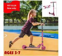 Scooter for Kids Ages 3-7 W/ Lights Music Adjustable Height Folding Frame - Pink