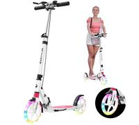 Scooter for kids ages 6+ and Up, Quick Folding Handbrake Adult Scooter, Kick Scooters with Carry Strap and Height Adjustable, 200mm Big Wheel for Adults and teenagers 11-15 (White)