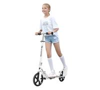 Scooter for Kids Ages 8-12,Adjustable Foldable with Carry Strap and Rear Brake|200mm Big Wheels City Scooter for Kids Ages 6+ (White)