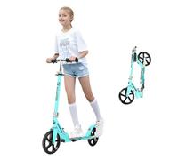 Scooter for Kids Ages 8-12,Adjustable Foldable with Carry Strap and Rear Brake|200mm Big Wheels City Scooter for Kids Ages 6+ (Blue)