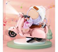 Scooter for Labubu Motorcycle, Mini Electric Doll Scooter Vehicles Toy, 4 Colors Available Accessories with Light and Music for 17CM Doll, Interactive Rotating for Collectors (pink)