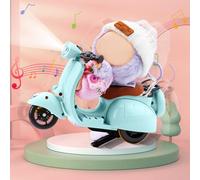 Scooter for Labubu Motorcycle, Mini Electric Doll Scooter Vehicles Toy, 4 Colors Available Accessories with Light and Music for 17CM Doll, Interactive Rotating for Collectors (blue)