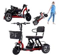 Scooter for The Elderly Electric Tricycle for Adults Foldable Small Trike for The Disabled Thickened and Large Cushion 300w Front-Wheel Drive Rear Storage Rack,Blue,94cm*53cm*83cm