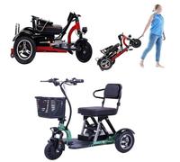Scooter for The Elderly Electric Tricycle for Adults Foldable Small Trike for The Disabled Thickened and Large Cushion 300w Front-Wheel Drive Rear Storage Rack,Red,94cm*53cm*83cm