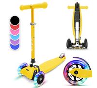 Scooter Kids 3 Wheels Ages 3-6 LED Kids Push Scooter Adjustable Folding Yellow