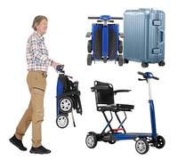 Scooter Lightweight Travel Scooter Mobility Scooters for Adults 20 KM Removable Battery Comfortable and Foldable Design for the Elderly, Disabled Blue