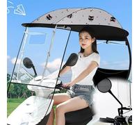 Scooter Rain Waterproof Cover,Scooter Umbrella,Hd Transparent Bezel Awning Sunshade Windproof/Rainproof/Sunscreen Suitable for All Electric Bicycles and Electric Scooter Cover,Gray,A
