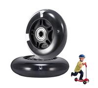 Scooter Replacement Wheels, 2 Pcs LED Flash Wheel 80MM, Mini Maxi Micro Scooter Skate Wheels Flashing Roller Lights Back Rear ABEC-7 80MM for Kids & Teens Indoor Outdoor Skating (Black)