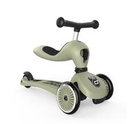 Scoot & Ride Highwaykick 1 Scooter with Seat 2-in-1 Kickboard with Seat Height-Adjustable Seat and Handlebar (Olive)
