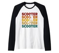 Scooter Stunt Retro Vintage Scooter Idea Boys Fun Scooter Raglan Baseball Tee