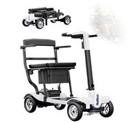 Scooters for Senior Citizens,Luxury Electric Wheel Mobility,Comfortable and Foldable Design,Aircraft Certification,20KM Range with LED Headlight, for the Elderly, Disabled White,20A